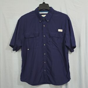 Magellan Fish Gear Men's XL Navy Blue Short Sleeve Shirt Vented Pockets